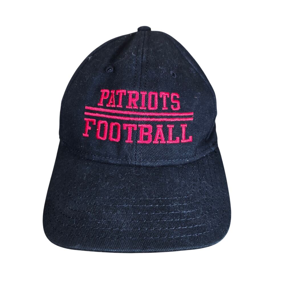 Otto Patriots Football Hook Loop Closure Cap One Size NFL Hat Black Red